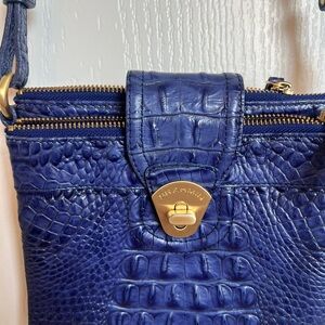 Brahmin Navy Croc-Embossed Leather Crossbody Bag